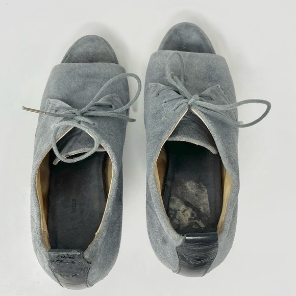 Rag & Bone Sahara Grey Suede Open Toe Lace Up Platform Wedges Size 38 - Picture 10 of 12